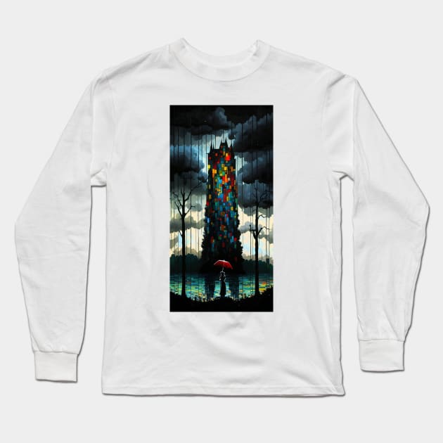 Mystical Tower Inspired by Piet Mondrian Art Long Sleeve T-Shirt by ZUCCACIYECIBO